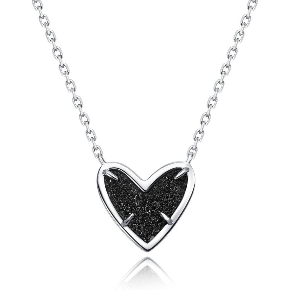 Natural Stone BlackDrusy Heart Teardrop Irregular Necklace for Women Rose Quartz